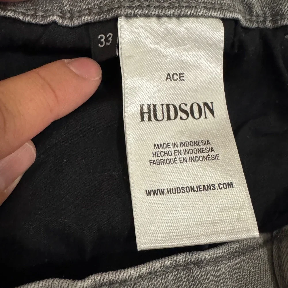 Hudson Ace Gray Slim Straight Jeans Men's 33x32 Stretch‎ Designer Denim